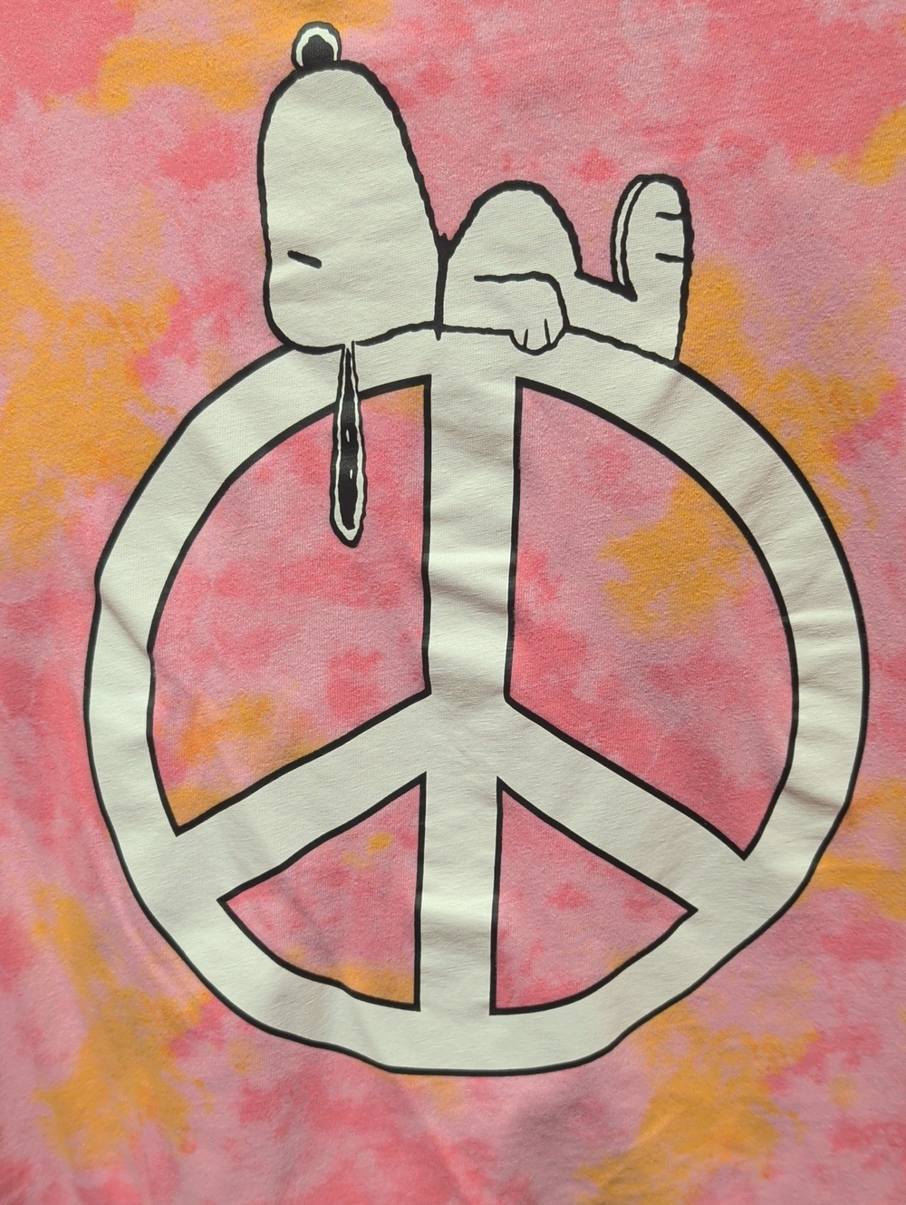 Peanuts Pink Tie-Dye Cotton crop T-Shirt